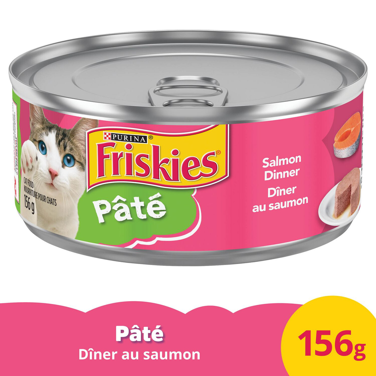 FRISKIES PATE SALMON DINNER, WET CAT FOOD 156g
