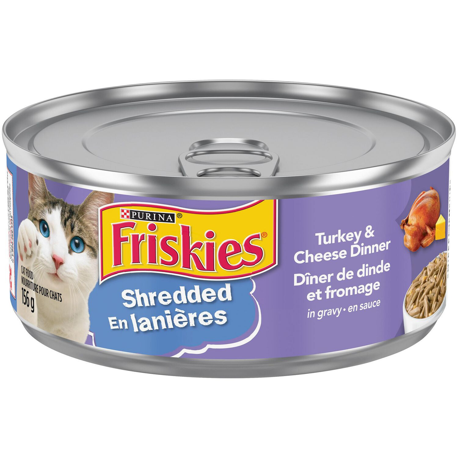 FRISKIES SHREDDED TURKEY &amp; CHEESE IN GRAVY, WET CAT FOOD 156g