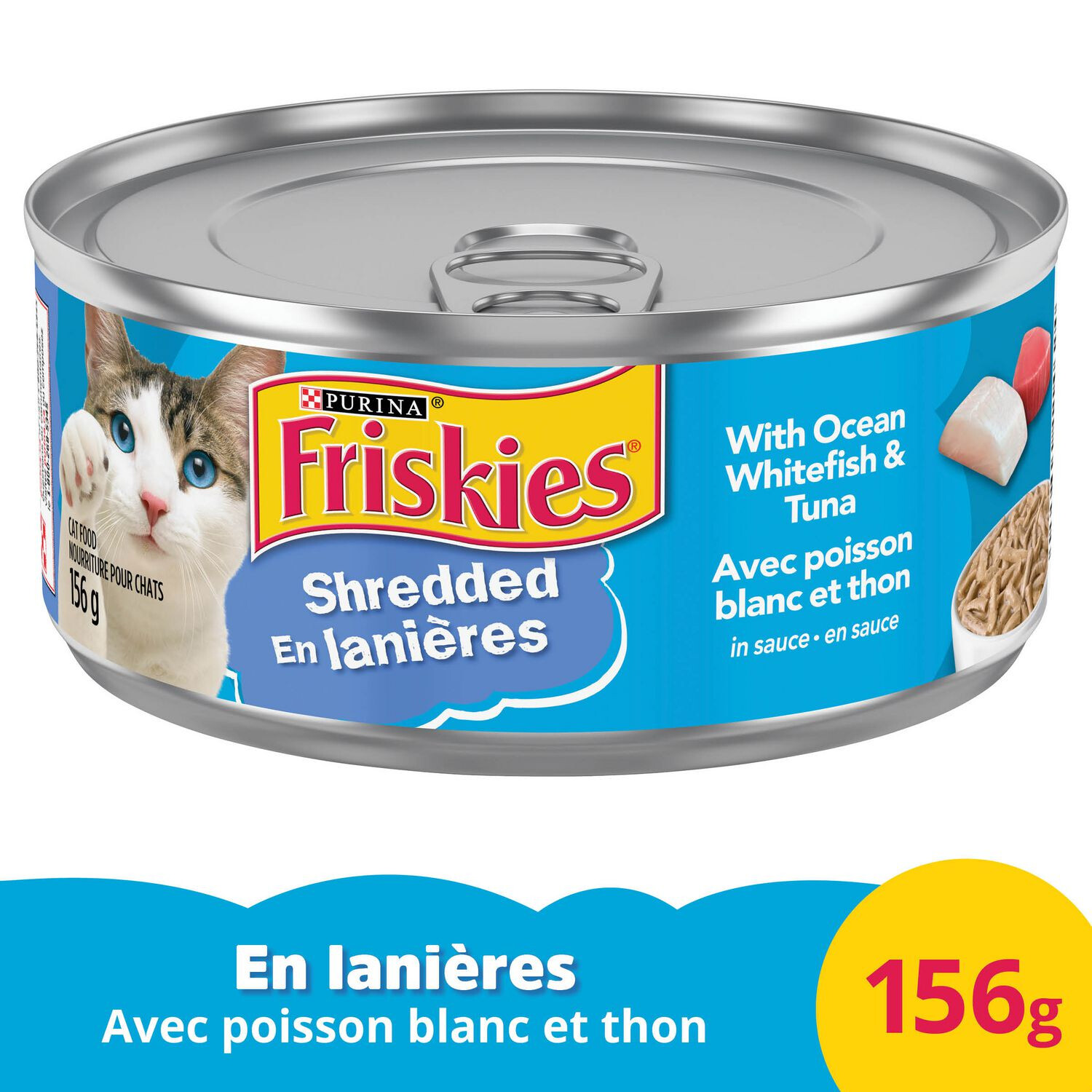 FRISKIES SHREDDED OCEAN WHITEFISH &amp; TUNA, WET CAT FOOD 156g