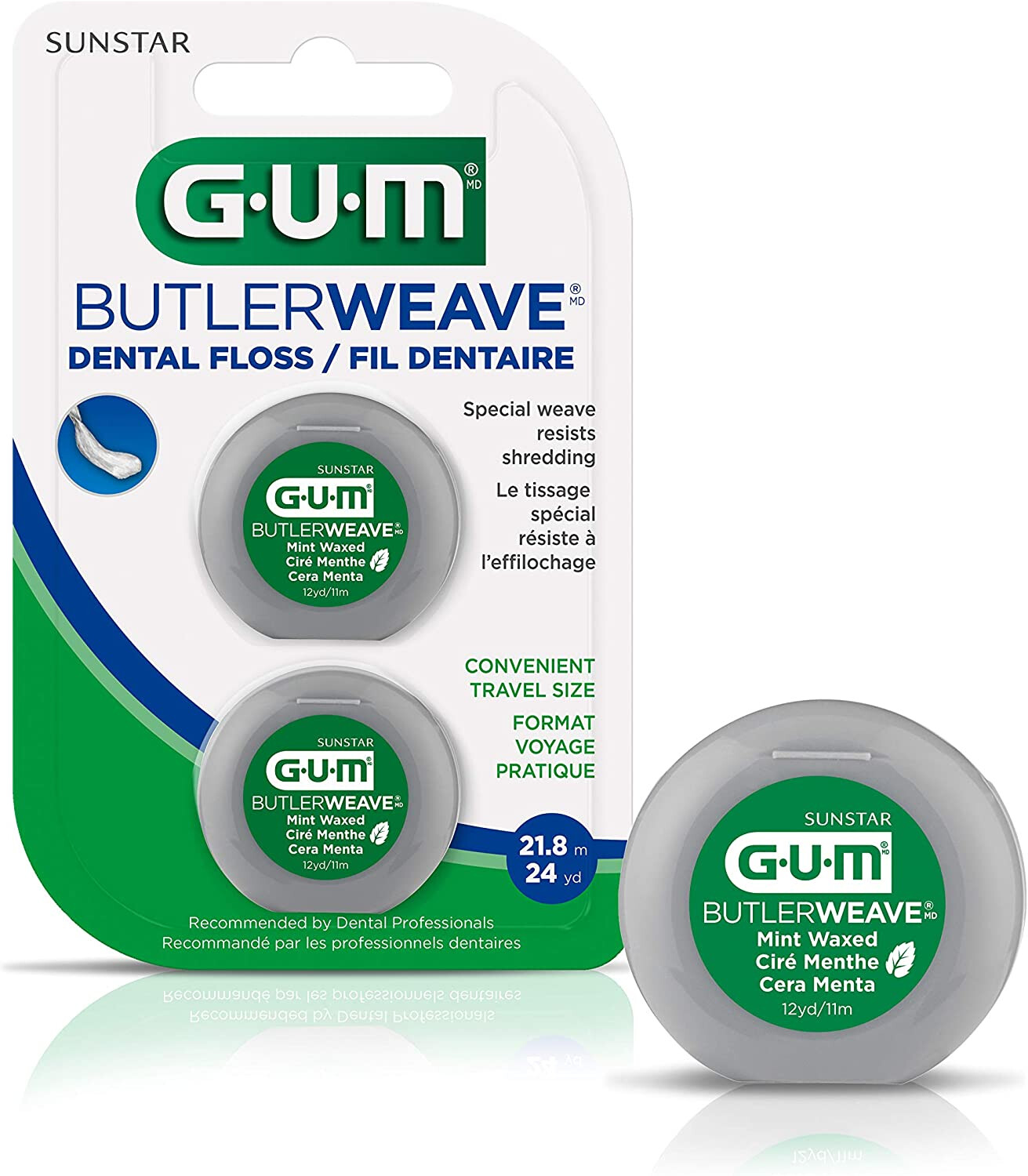 G U M DENTAL FLOSS BUTLERWEAVE MINT (2 x 12 yards)