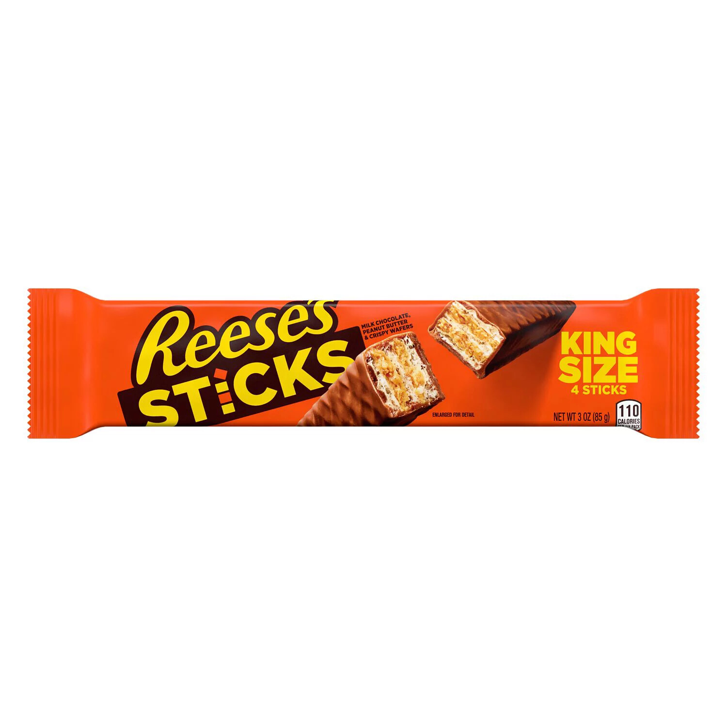 REESE&#39;S STICKS MILK CHOCOLATE PEANUT BUTTER WAFER CANDY, KING SIZE, 2 STICK 3 OZ BAR