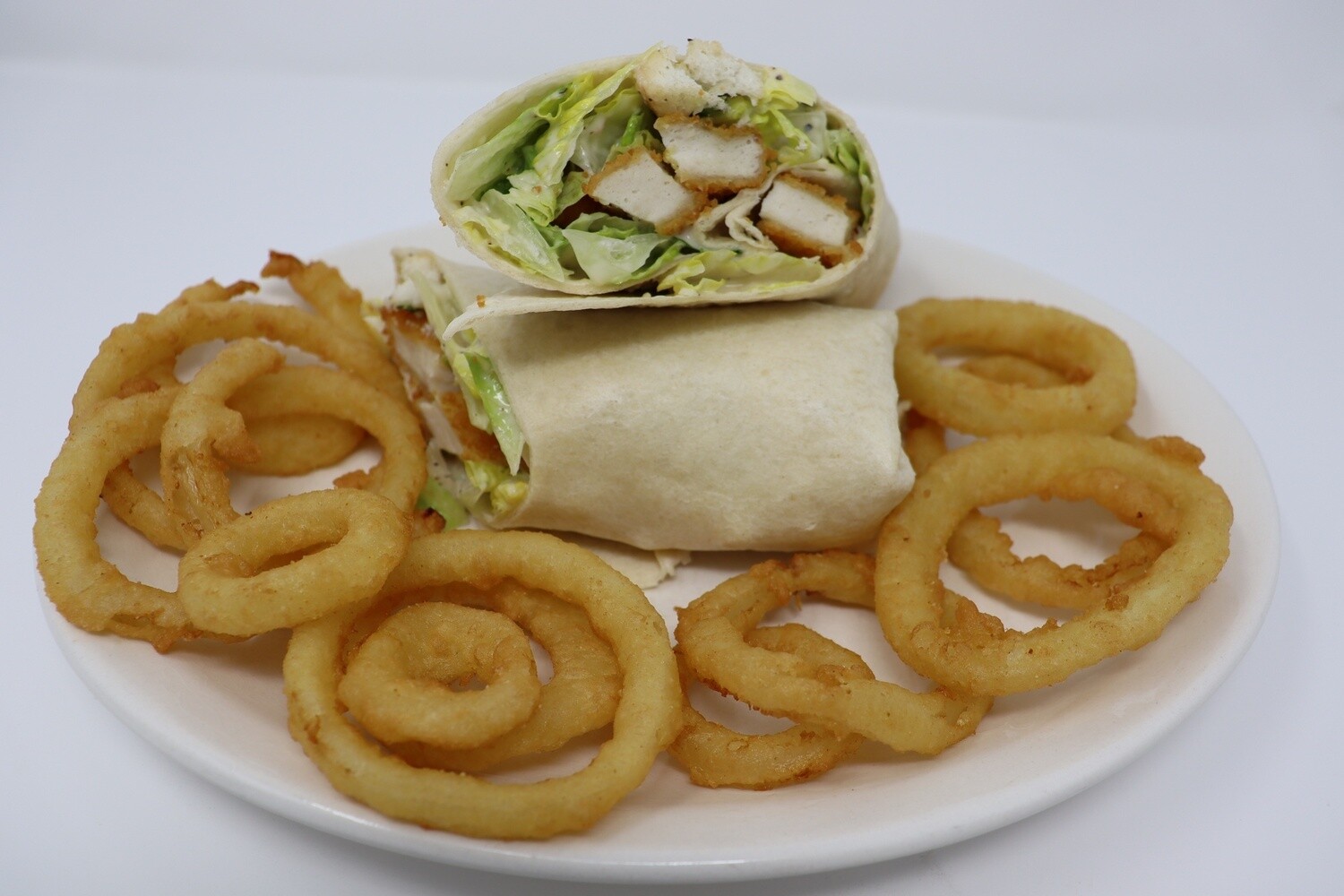 Chicken Caesar Salad Wrap + Onion Ring