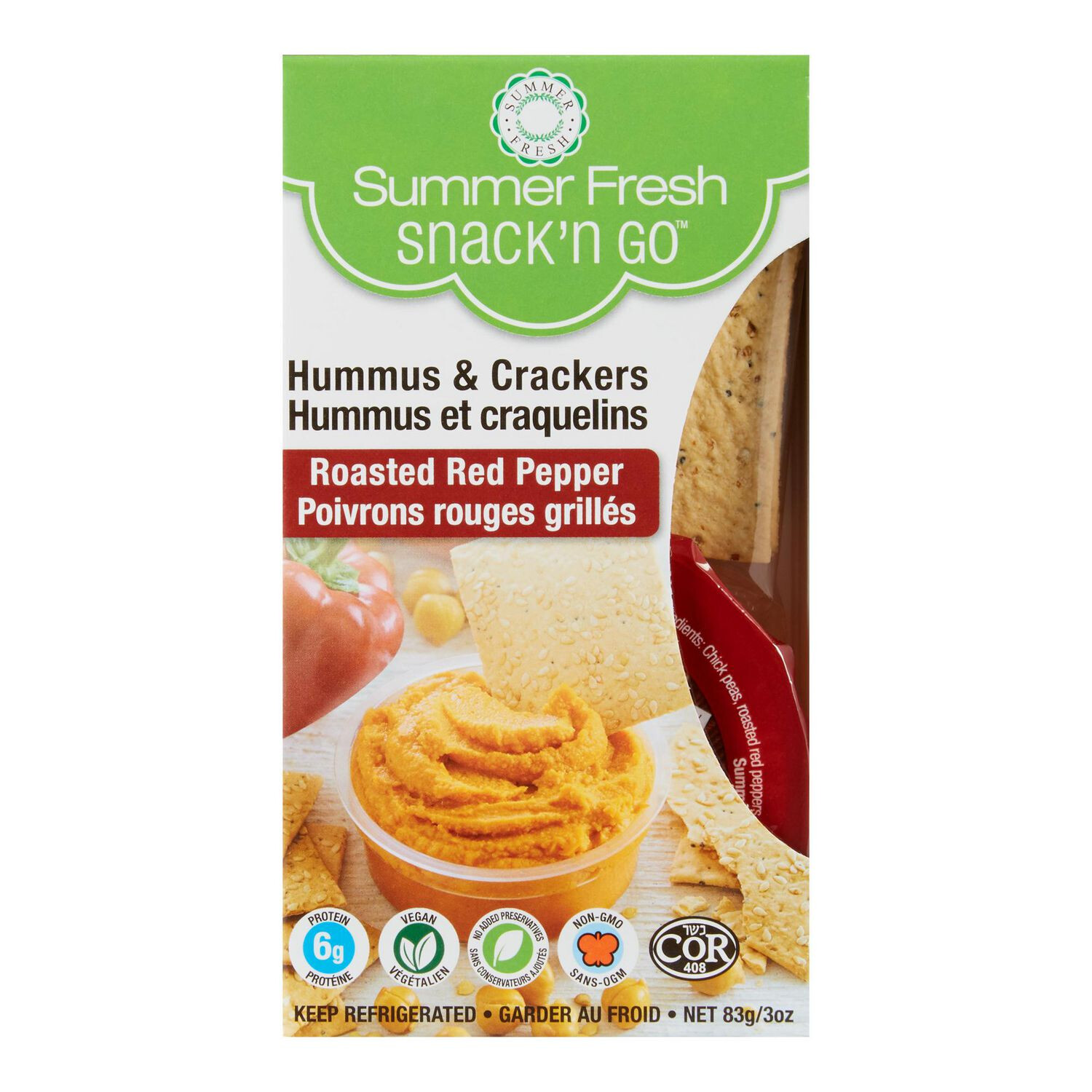 Summer Fresh Hummus &amp; Crackers Rosted Red Pepper 83g