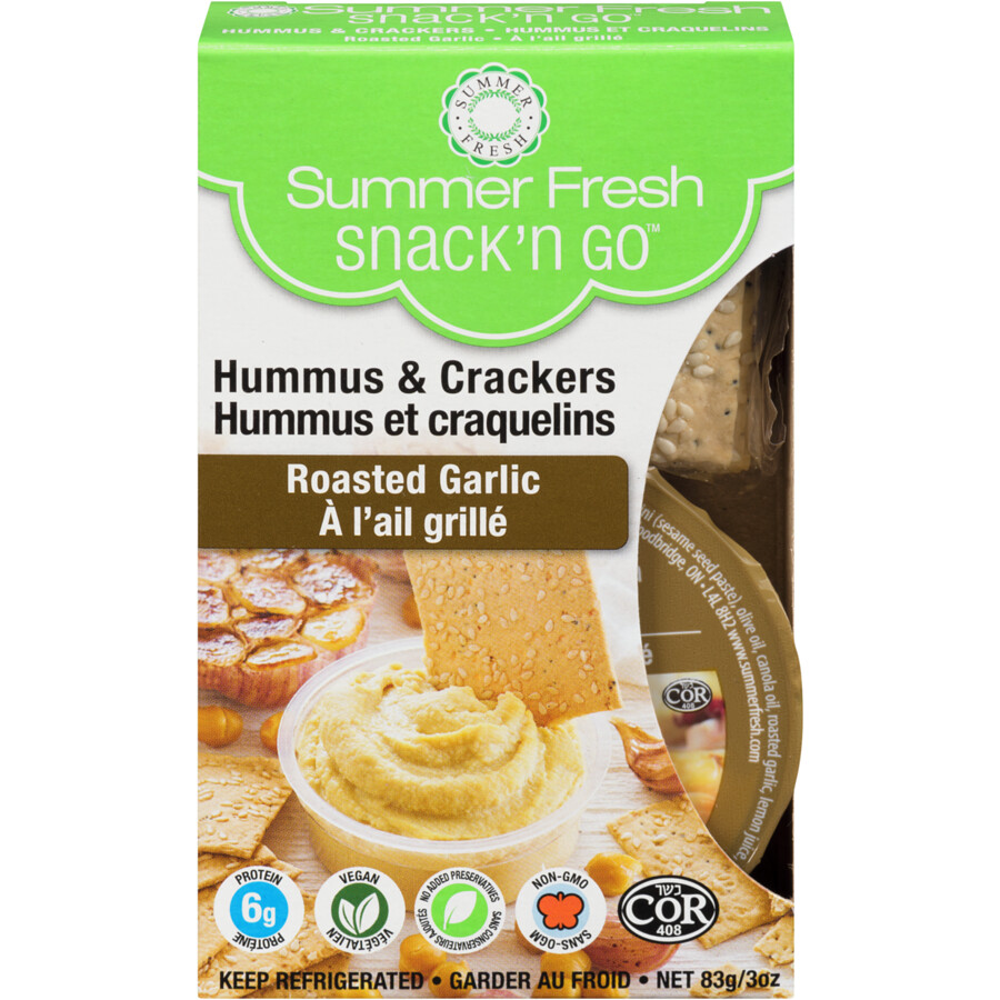 Summer Fresh Hummus &amp; Crackers Roasted Garlic 83g