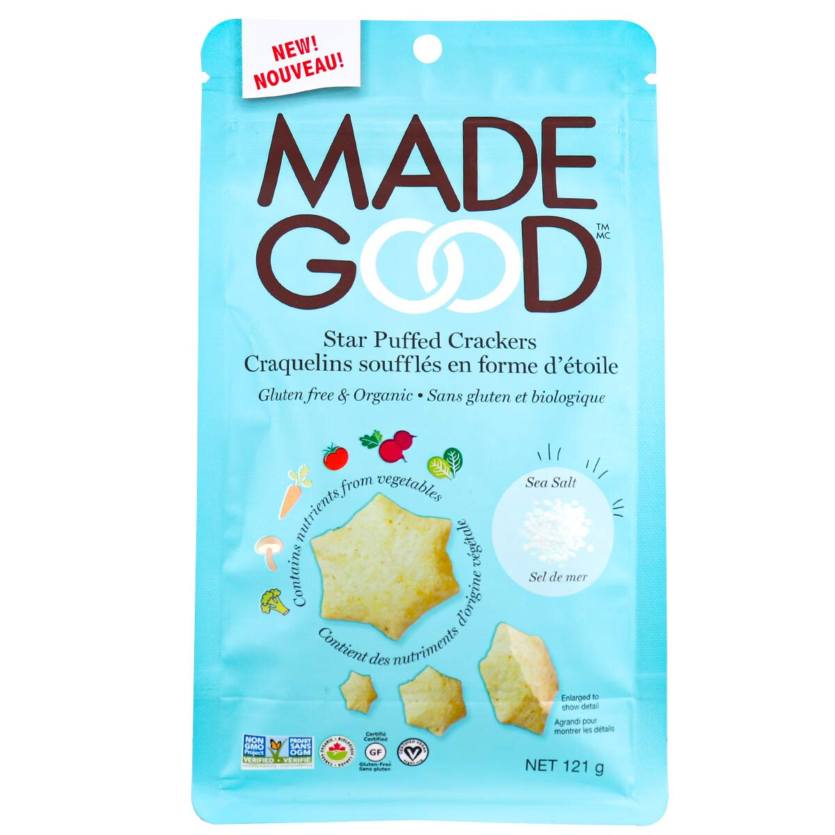 MADE GOOD STAR PUFFED CRACKERS SEA SALT 121g