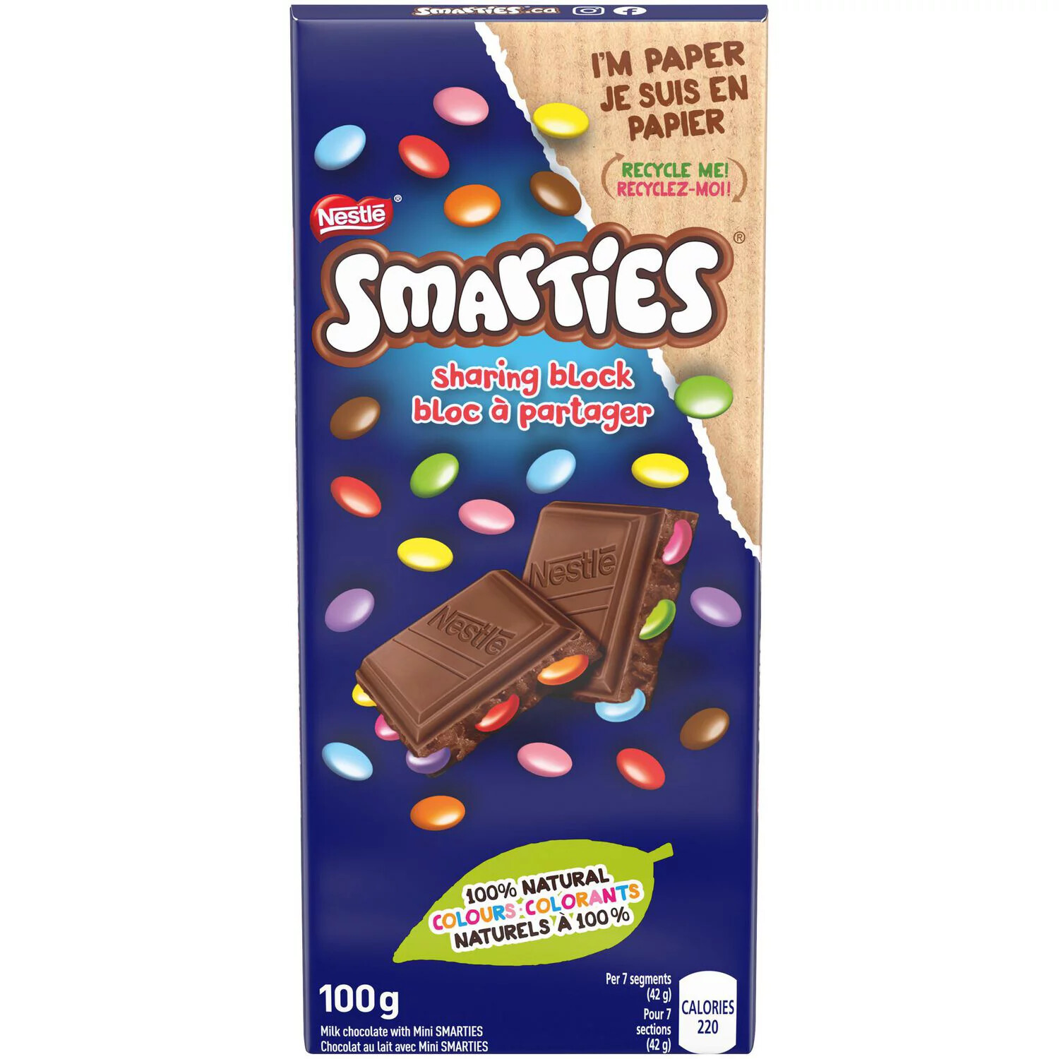 NESTLE SMARTIES MILK CHOCOLATE TABLET BAR 100g