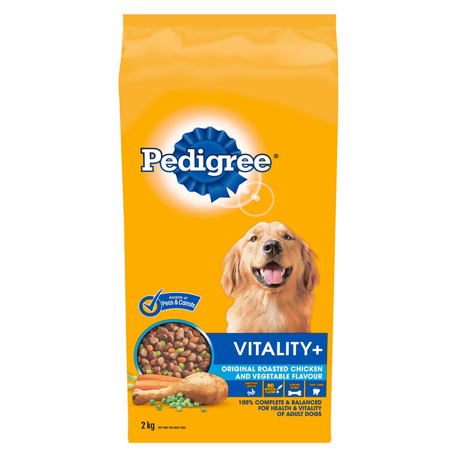 PEDIGREE VITALITY+ ROASTED CHICKEN &amp; VEGETABLE FLAVOUR DRY DOG FOOD 2KG