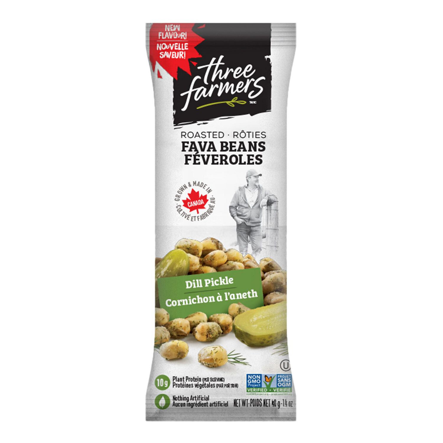 three Farmers Roasted FAVA BEANS Dill Pickle 40g