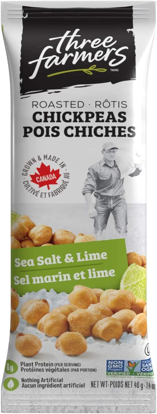 three Farmers Roasted Chickpeas SEA SALT &amp; LIME 40g