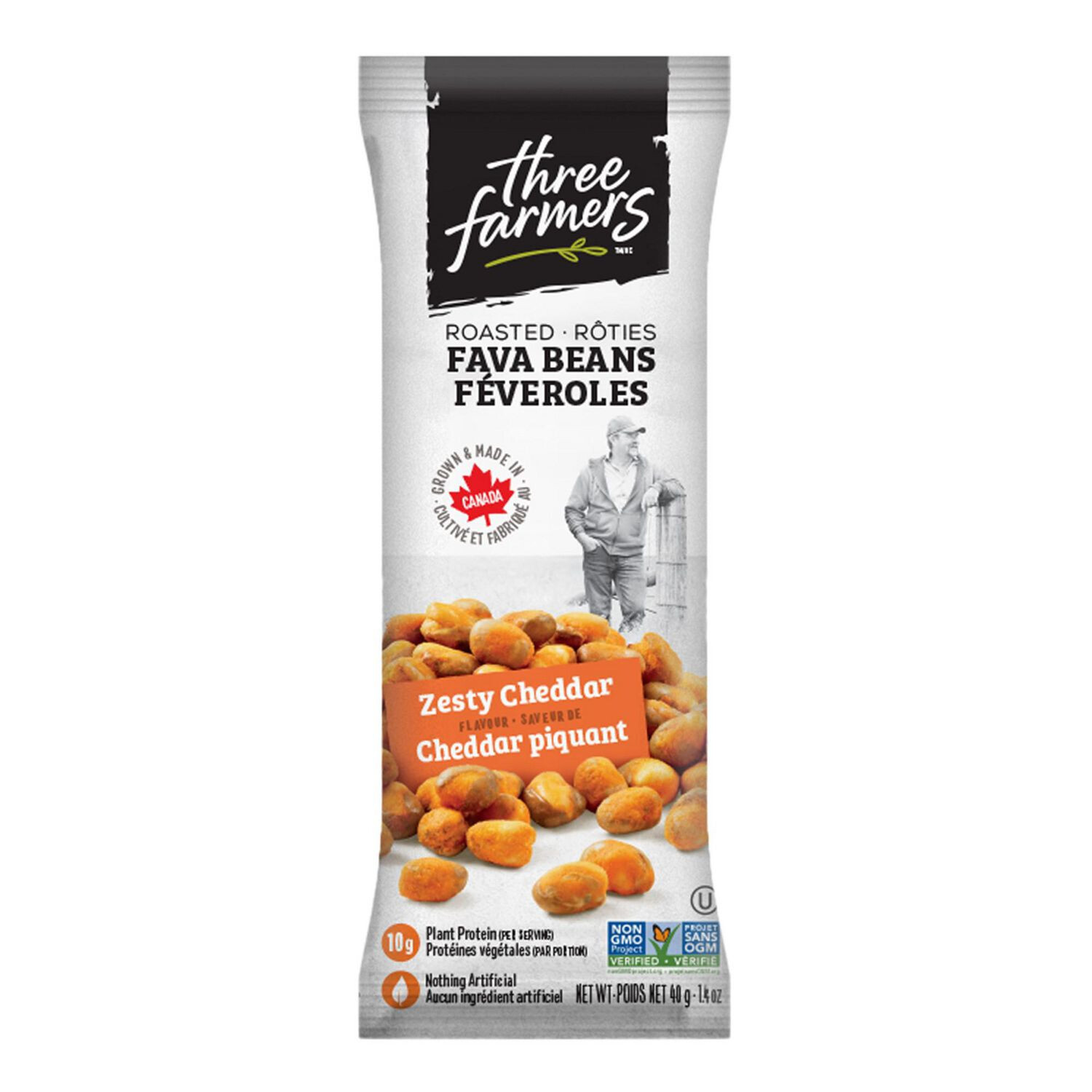 three farmers Roasted Fava Beans - Zesty Cheddar 40g