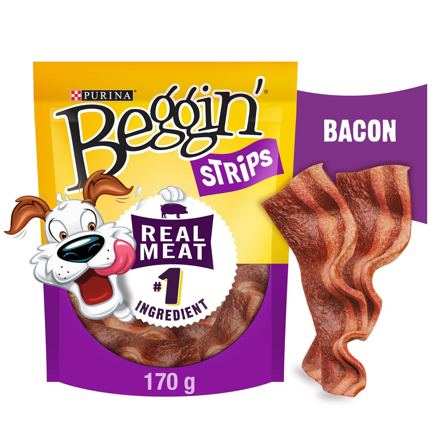 PURINA BEGGIN STRIPS WITH BACON REAL MEAT 170g