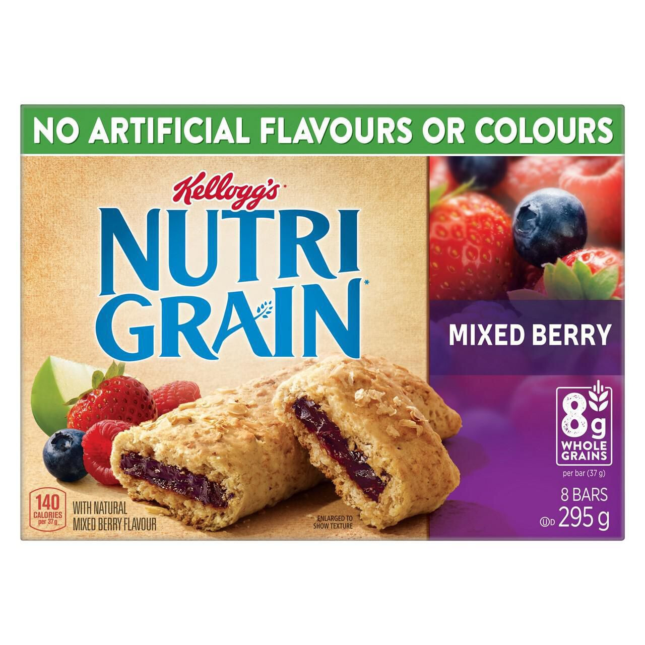 KELLOGG&#39;S NUTRI-GRAIN CEREAL BARS 295G - MIXED BERRY, 8 BARS