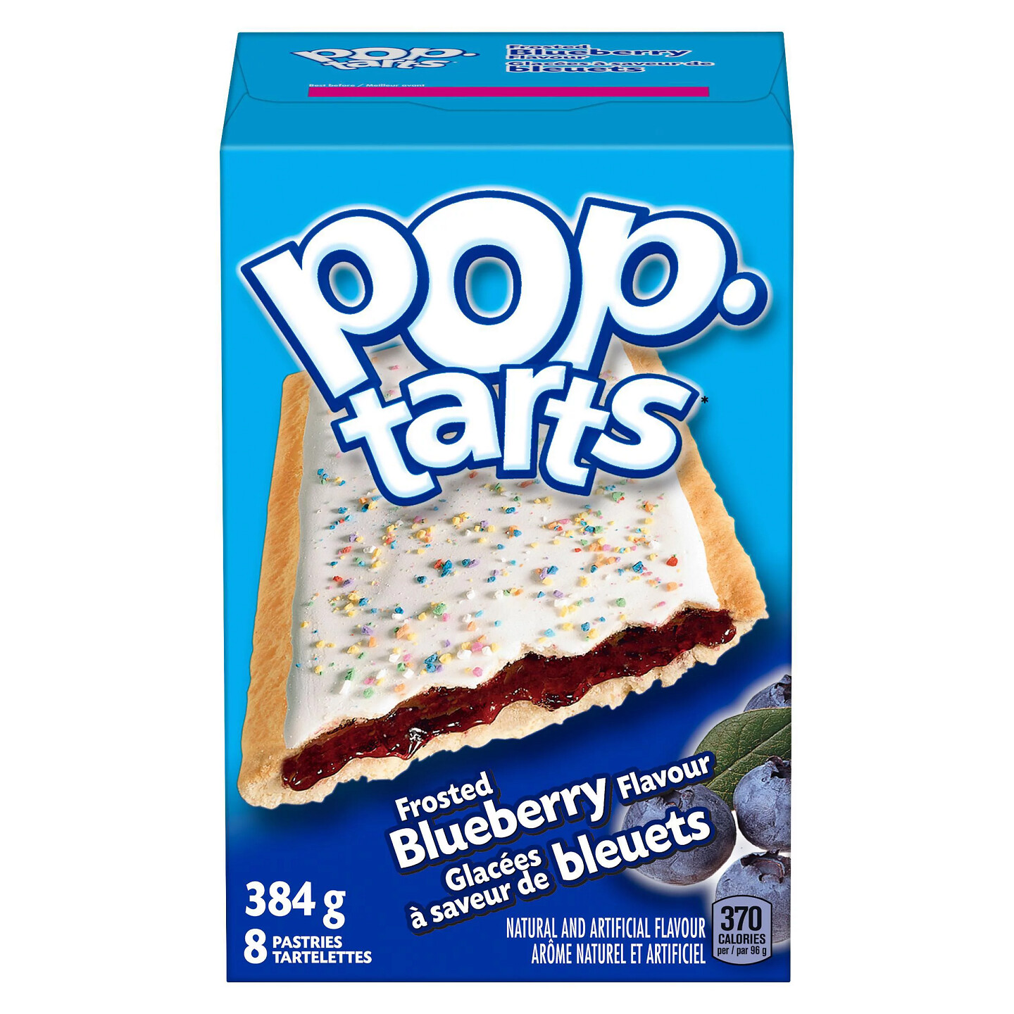 KELLOGG&#39;S POP-TARTS TOASTER PASTRIES, FROSTED BLUEBERRY 384 G - 8 PASTRIES