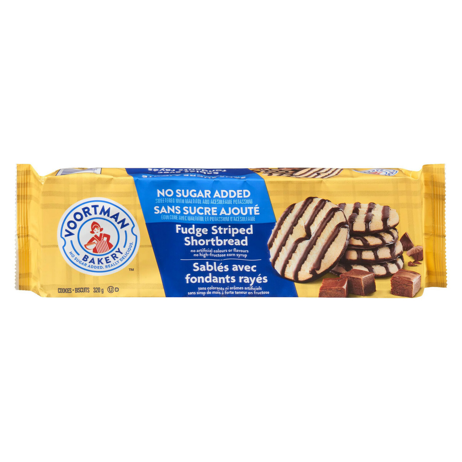 Voortman No Sugar Added Fudge Striped Shortbread Cookies 320g