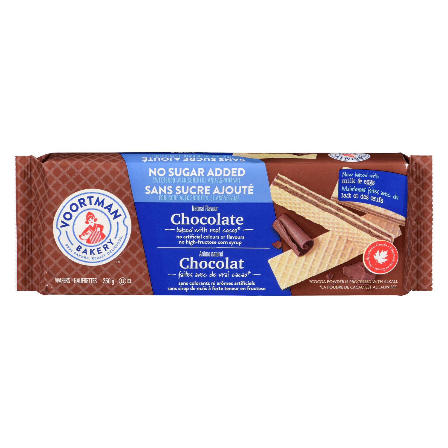 Voortman No Sugar Added Chocolate Wafer Cookies 250g