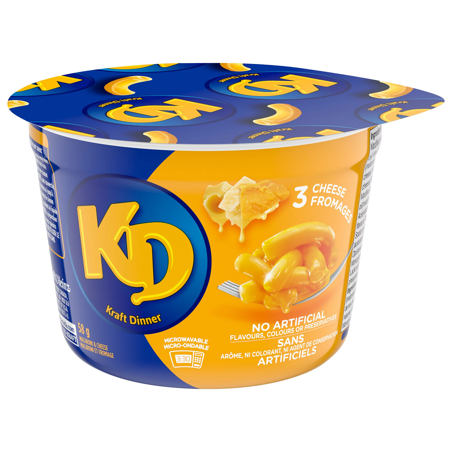 KD Kraft Dinner Triple Cheese Macaroni &amp; Cheese Snack Cup 58g