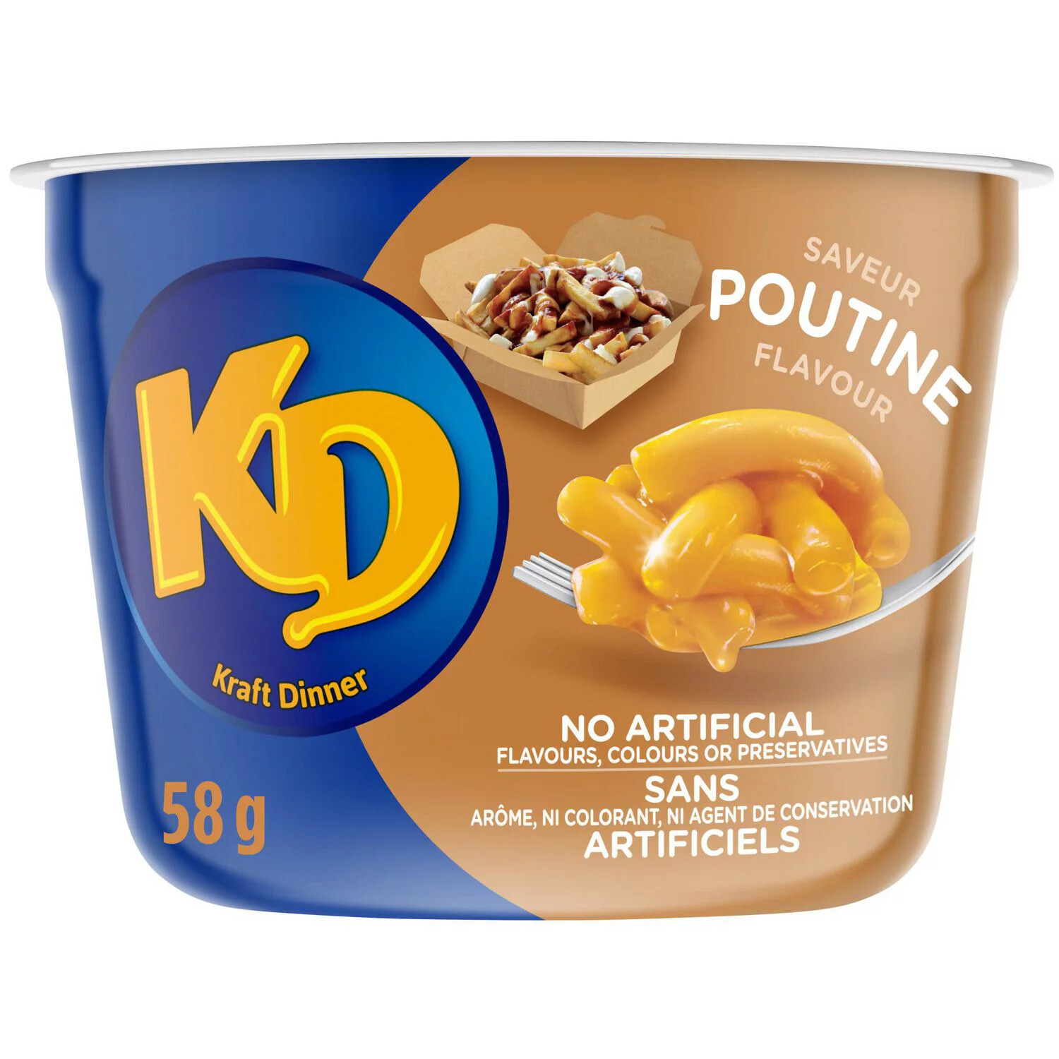 KD Kraft Dinner Poutine Macaroni &amp; Cheese Snack Cup, 58g
