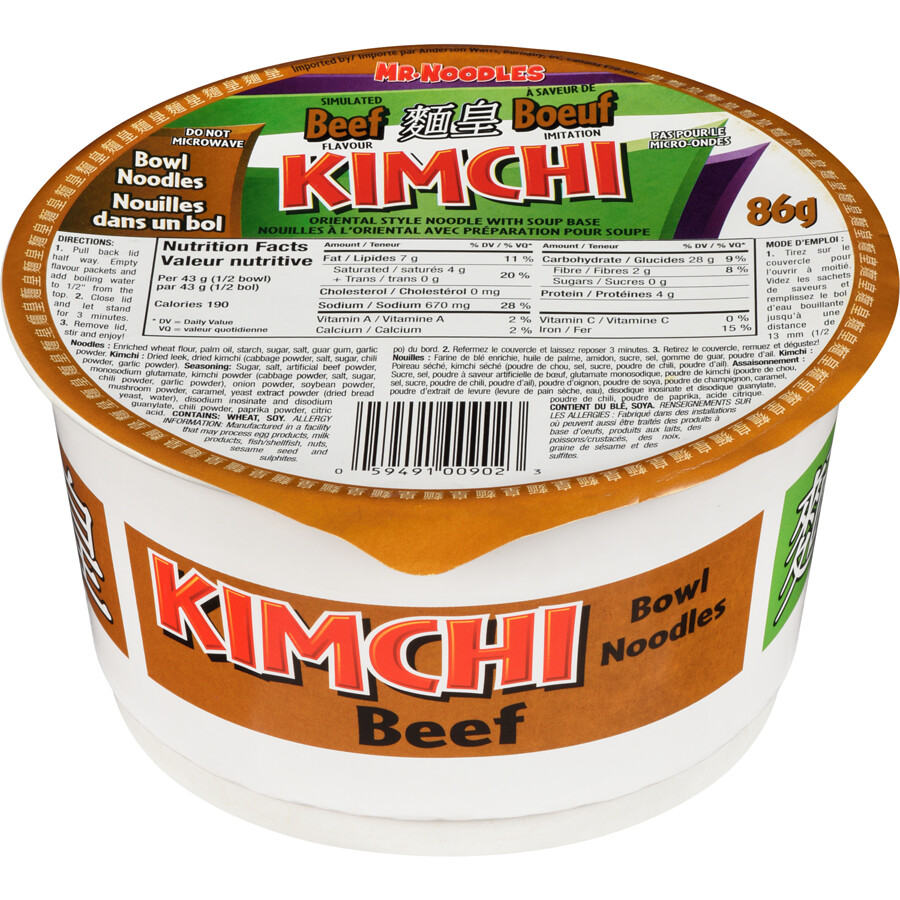 MR. NOODLES KIMCHI BOWL BEEF 86g