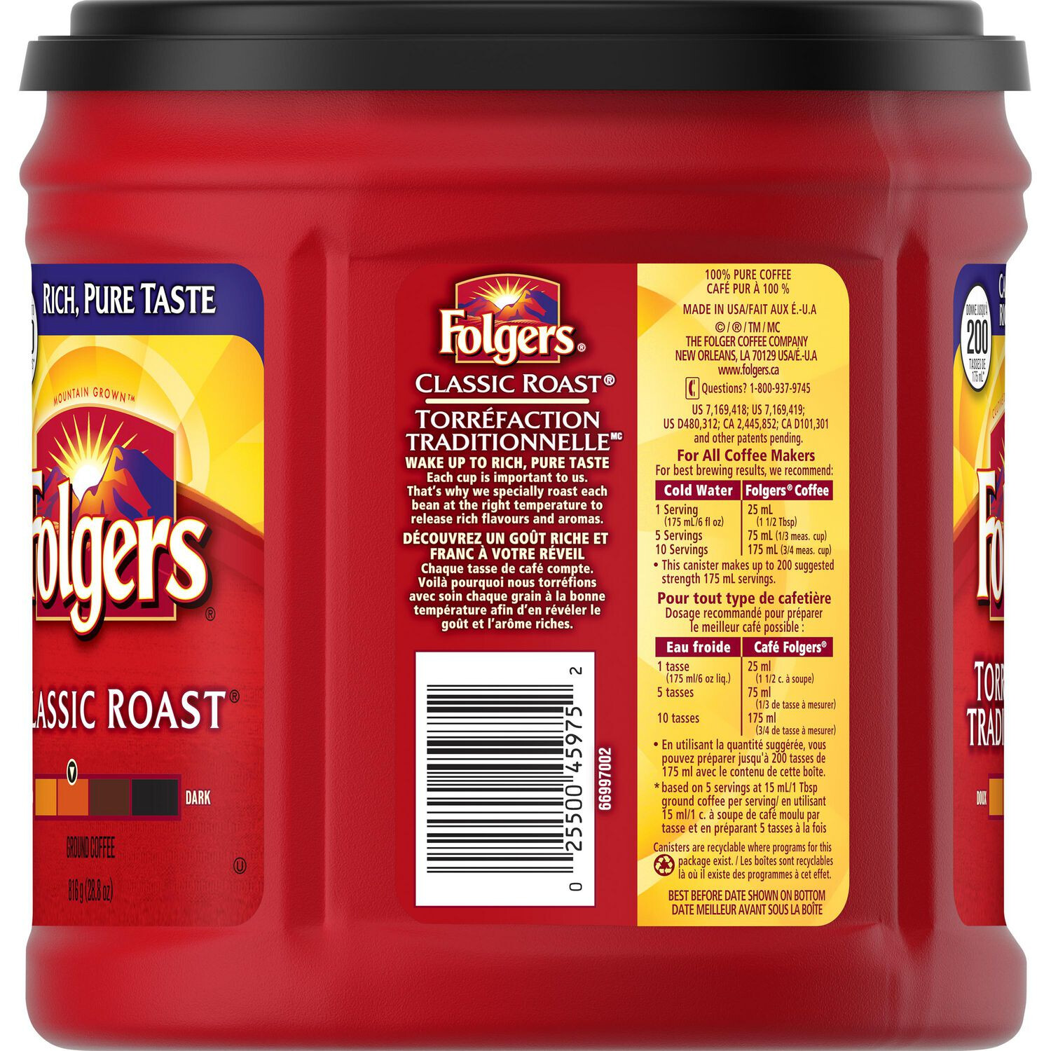 FOLGERS COFFEE CLASSIC ROAST 816g