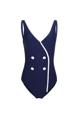OM81416 Navy Vintage One-Piece Swimsuit