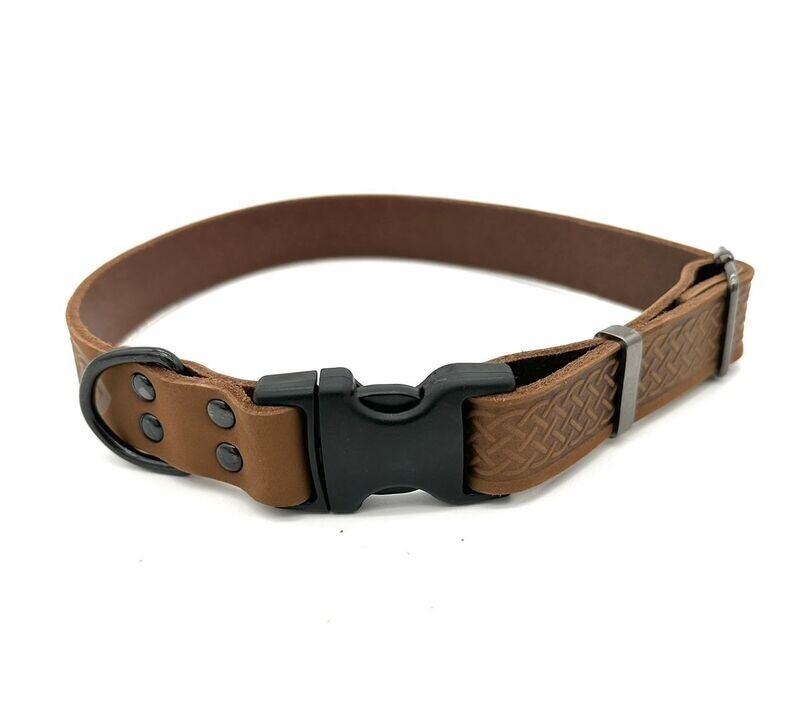 Sophisticated Leather Collar-Quick Release: "WALNUT"