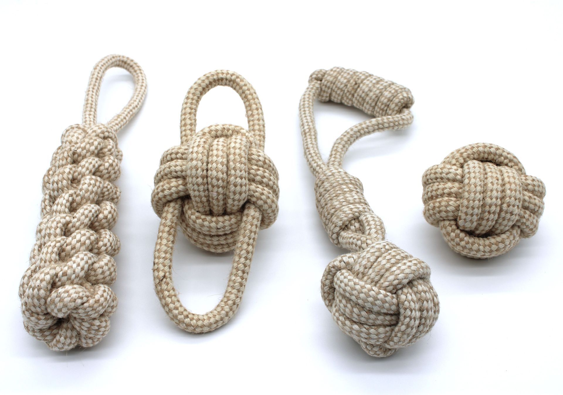 Braided Cotton Ball Chew Toy - BEIGE?