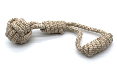 Braided Cotton Ball with Handle Durable Chew Toy - BEIGE?