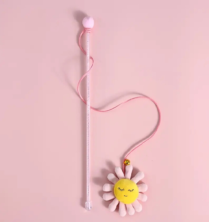Cat teaser toys on a stick: "PINK FLOWER"