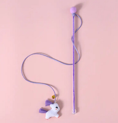 Cat teaser toys on a stick: "PURPLE UNICORN"