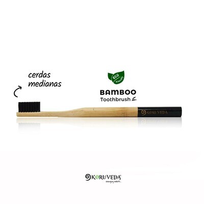 Cepillo de dientes de bambú con cerdas medianas