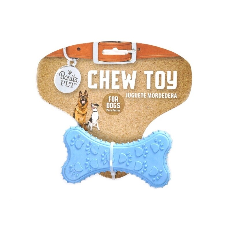 Bonita Pet Plastic Chew Toy Bone 4in Blue