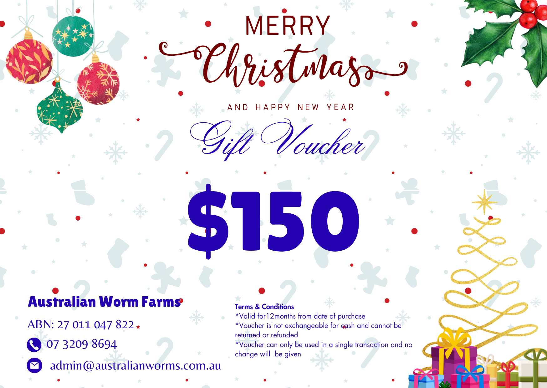 CHRISTMAS GIFT VOUCHER $150