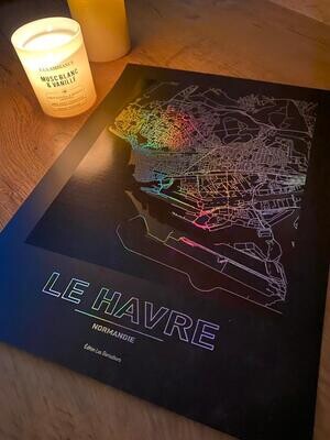 Affiche Carte Holographique Le Havre - Sainte-Adresse