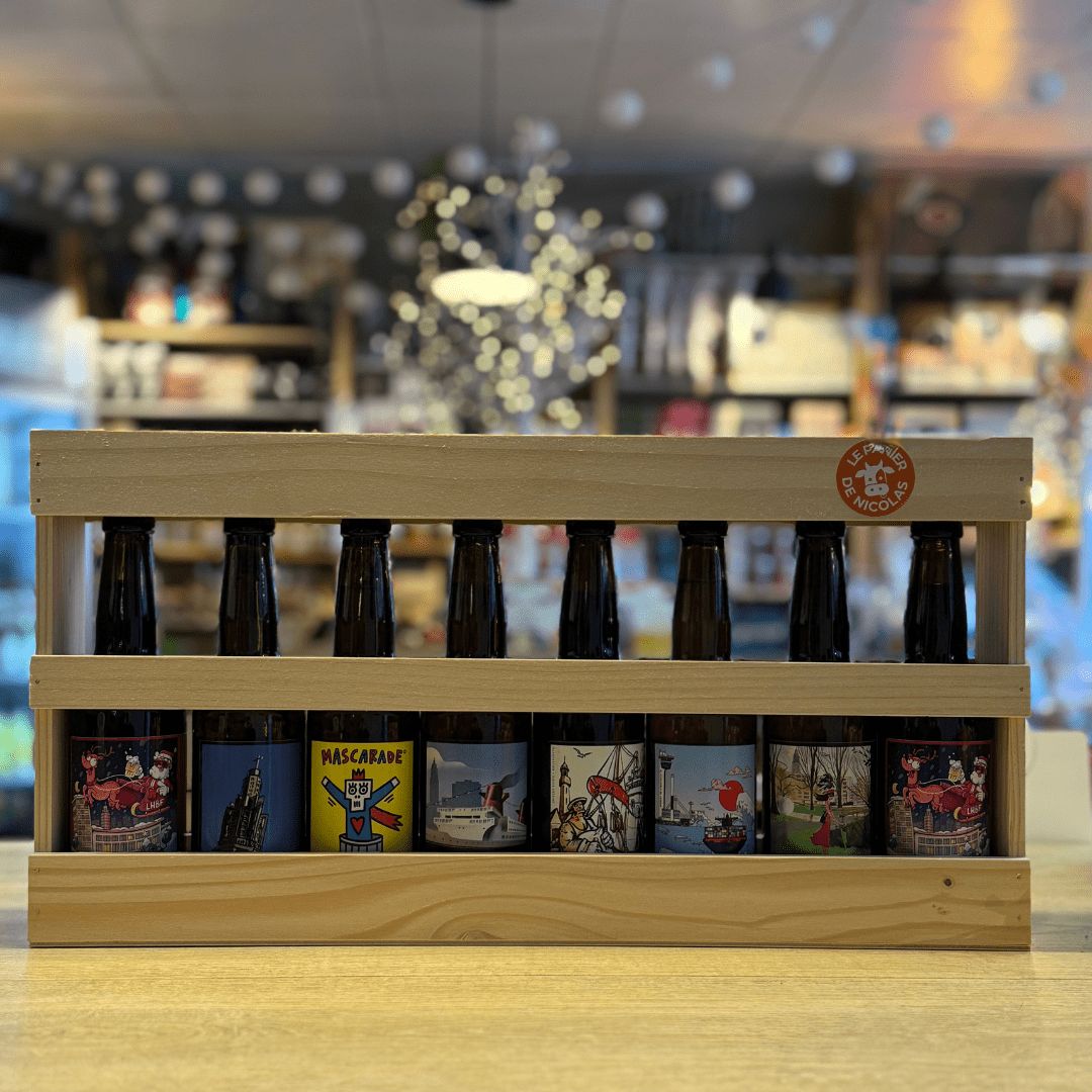 Demi mètre Coffret bois 8 bières Brasserie St Joseph, Le Havre