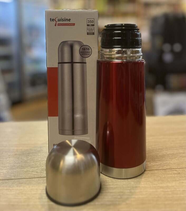Bouteille gourde Isotherme grise. Boisson chaude pendant 10 heures.