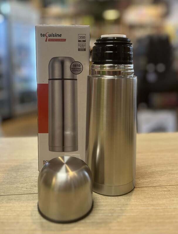 Bouteille gourde Isotherme grise. Boisson chaude pendant 10 heures.