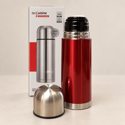Bouteille gourde Isotherme grise. Boisson chaude pendant 10 heures.