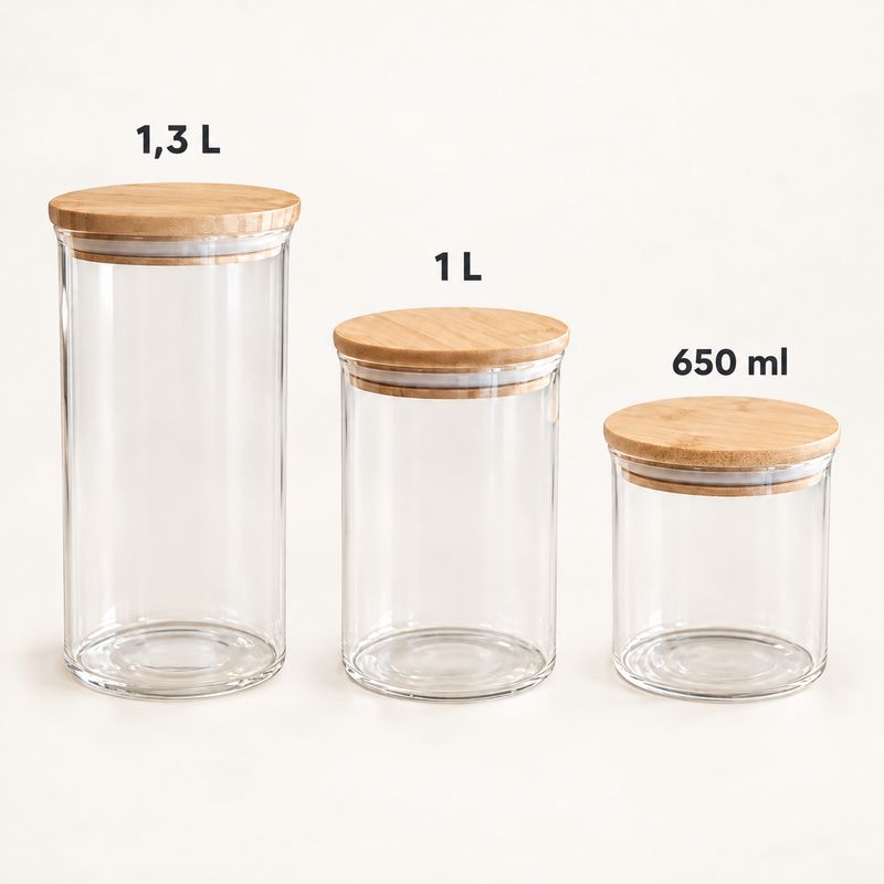 Boîte alimentaire de conservation hermétique en verre et bambou