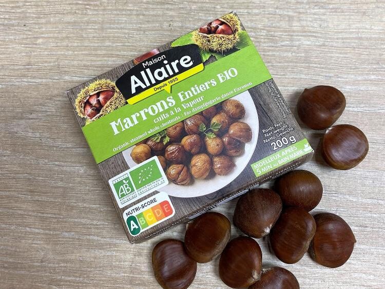Marrons entiers cuits bio, sous vide