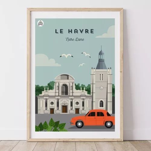 Belle affiche Le Havre, Normandie &amp; trésors locaux, avec cadre