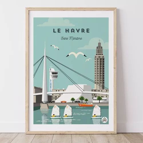 Belle affiche Le Havre, Normandie &amp; trésors locaux, avec cadre