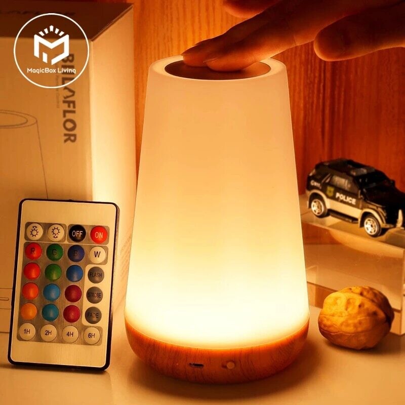 Relaxing Touch Control Lamp, 13 different color options, includes remote control, great for table bedsides