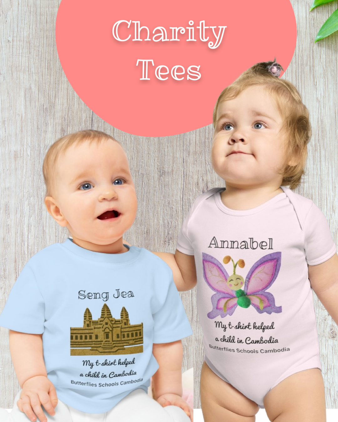 Charity Tees - Support children in Cambodia Custom Name (Baby to Adults)
