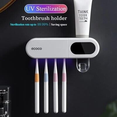 Suporte para escova de dentes UV, esterilizador, dispensador de espremedor de pasta de dente