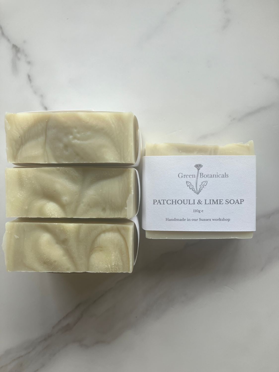  Natural handcrafted soap creamy,patchouli and lime with green clay