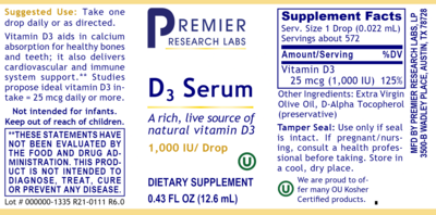 Premier Research Labs Vitamin D3 Serum