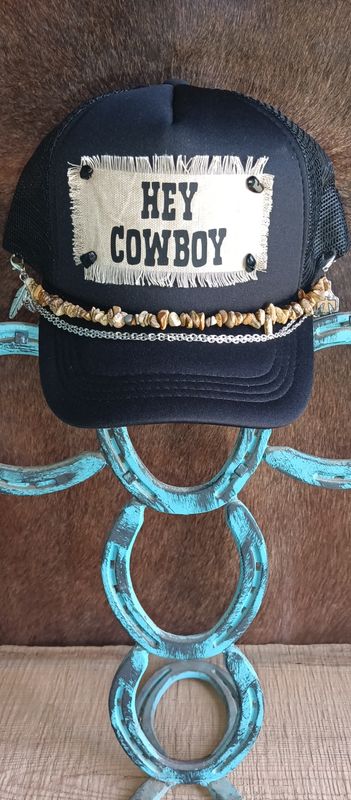 The Black &quot;Hey Cowboy&quot; Trucker Hat