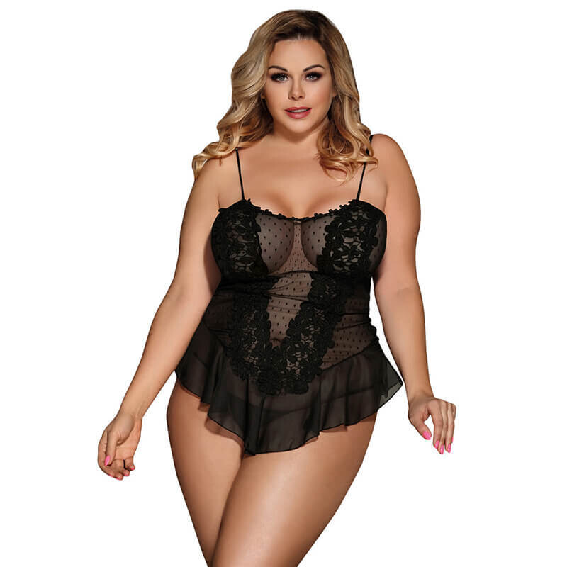 Plus Size Babydoll  One Piece Teddy
