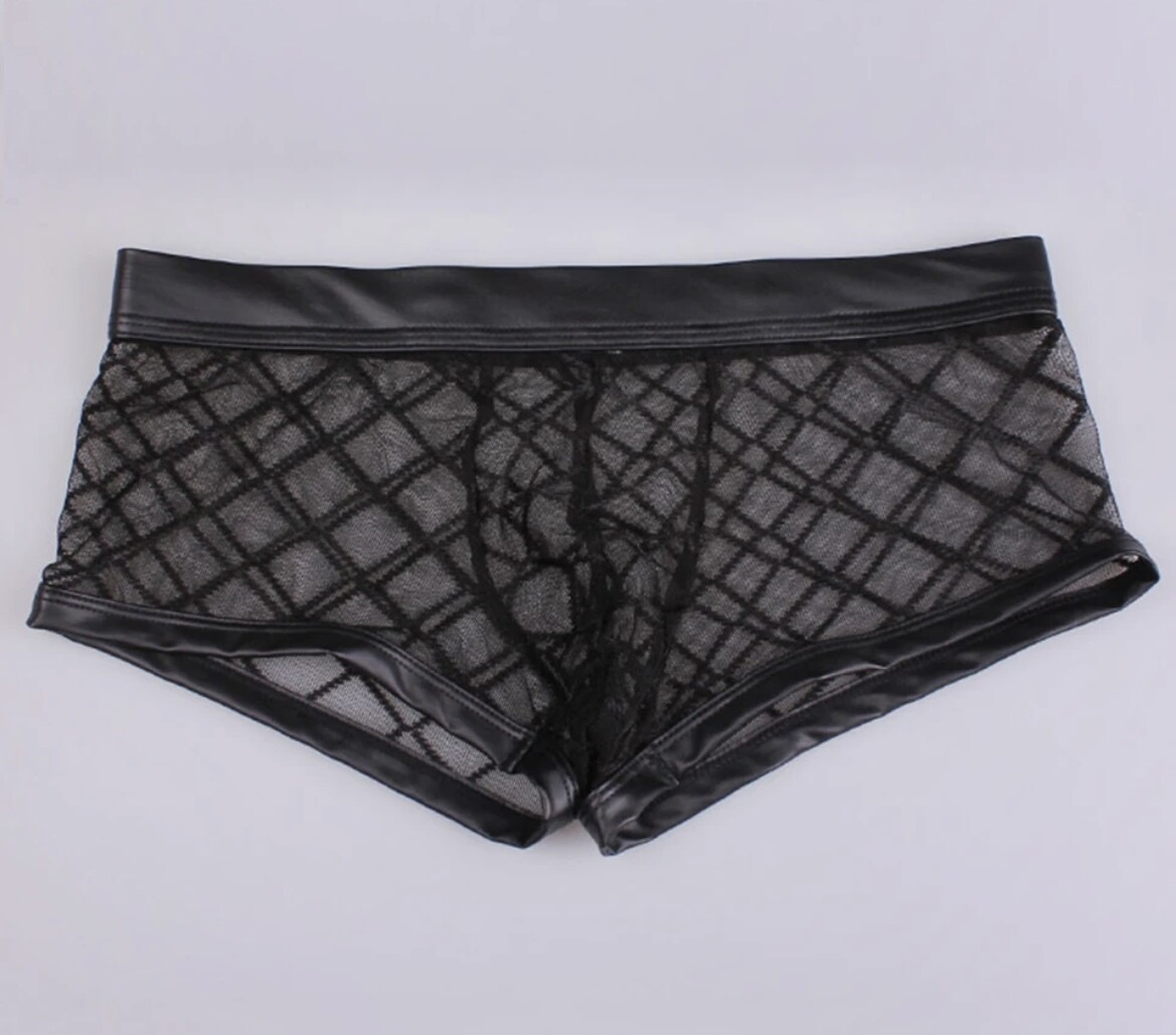 Men Black Diamond Criss Cross Boxers Shorts