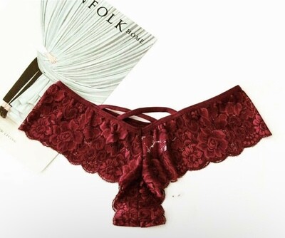 Red  See Through Lace Low  Waist